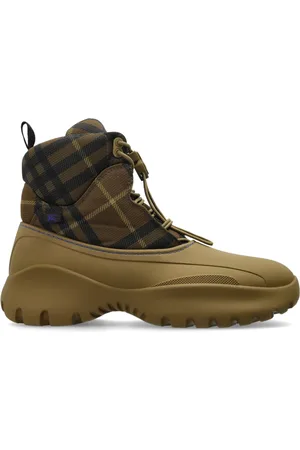 Burberry Schoenen, Heren, Groen, 42 EU, Leer, Check Scoot Trek Boots