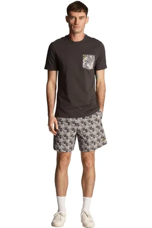 Lyle & Scott Badkleding, Heren, Grijs, XS, Polyester, Zwemshorts met bloemenprint voor op het strand