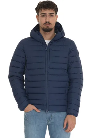 save the duck Jassen, Heren, Blauw, M, Polyester, Gewatteerde Hoodie met Zakken