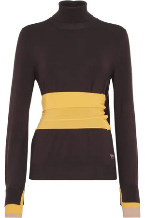 Fendi Truien, Dames, Paars, M, Wol, Wollen Gebreide Coltrui