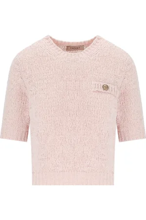 Twin-Set Truien, Dames, Roze, M, Katoen, Roze Cropped Cupcake Top