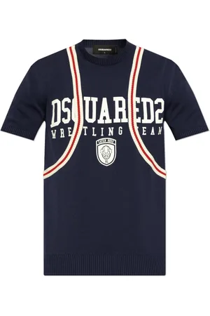 Dsquared2 Truien, Heren, Blauw, S, Katoen, Gebreid T-shirt