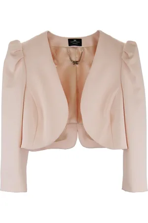 Elisabetta Franchi Jassen, Dames, Roze, M, Polyester, Gewatteerd Jasje met Pofmouwen