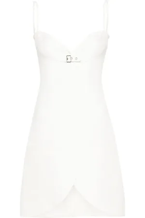 Courrèges Kleedjes, Dames, Wit, S, Leer, Ellipse Twill Jurk