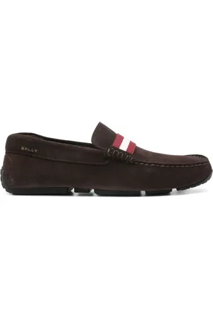 Bally Schoenen, Heren, Bruin, 45 EU, Koffiebruine platte rubberen zool schoenen