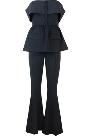 Self-Portrait Jumpsuits & Playsuits, Dames, Zwart, S, Leer, Corset Broek met Ritssluiting