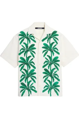 Jacquemus Overhemden, Heren, Veelkleurig, L, Palmboomprint Knoopshirt