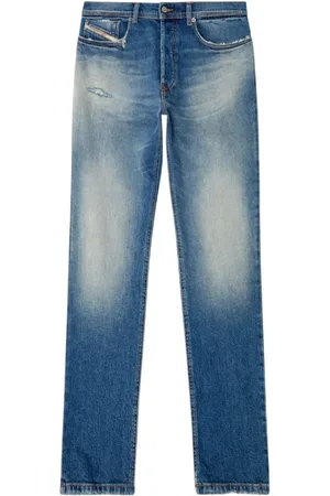 Diesel Jeans, Heren, Blauw, W32, Denim, Slim Fit Jeans met Medium Hoge Taille