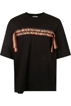 Lanvin Tops, Heren, Zwart, S, Katoen, Curblace Crewneck T-Shirt