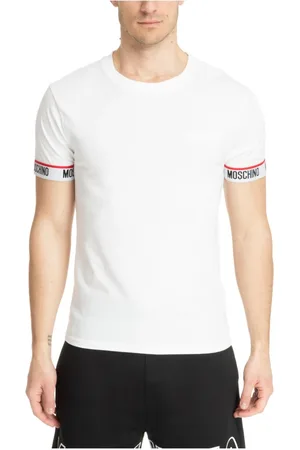 Moschino Tops, Heren, Wit, M, Katoen, Effen Logo Ondershirt