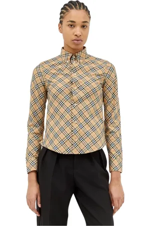 Burberry Blouses & Shirts, Dames, , S, Katoen, Klassiek Geruit Katoenen Overhemd