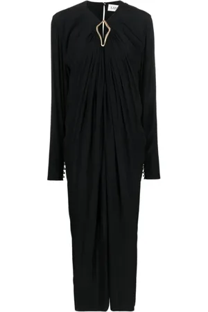 Lanvin Kleedjes, Dames, Zwart, M, Cut-Out Midi Jurk