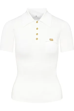 Elisabetta Franchi Tops, Dames, Wit, M, Ivory Knit Top