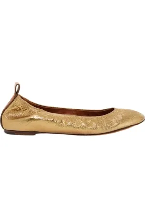 Lanvin Schoenen, Dames, Geel, 41 EU, Leer, Gelamineerde leren ballerina flats