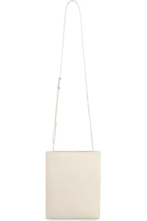 Calvin Klein Tassen, Dames, Wit, ONE Size, Leer, Line Leren Crossbodytas