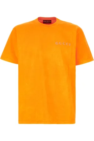 Gucci Tops, Heren, Oranje, M, Katoen, Casual Katoenen T-Shirt voor Mannen