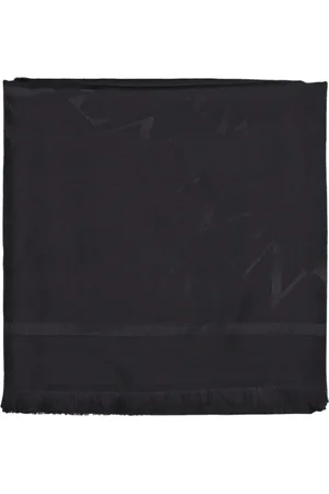 Lanvin Accessoires, Dames, Zwart, ONE Size, Wol, Logo Print Wollen Zijden Sjaal