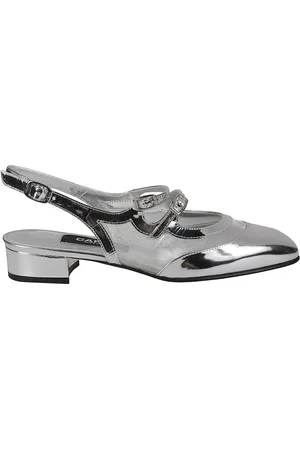 Carel Schoenen, Dames, Grijs, 37 EU, Leer, Slingback schoenen met dubbele bandjes