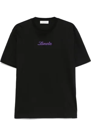 Lanvin Tops, Heren, Zwart, S, Katoen, Bouclette Script Logo T-Shirt