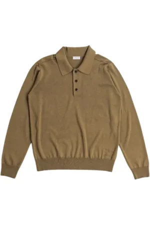 Burberry Truien, Heren, Bruin, M, Wol, Bruine wollen poloshirt