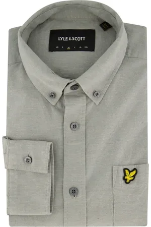 Lyle & Scott Overhemden, Heren, Grijs, L, Katoen, Casual Grijs Overhemd met Button-Down Kraag