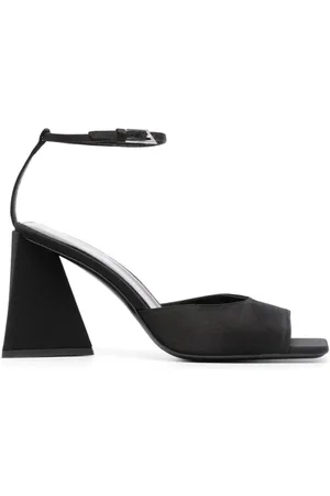 The Attico Schoenen, Dames, Zwart, 36 1/2 EU, Satijn, Piper Square Toe Satijnen Sandalen