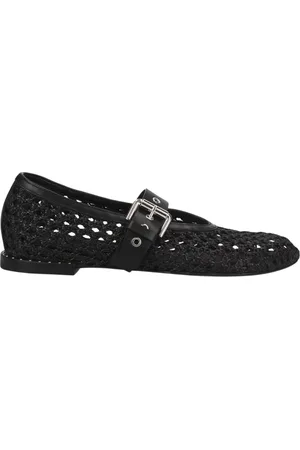Premiata Schoenen, Dames, Zwart, 35 EU, Leer, Baby raffia en leer met nikkel gesp