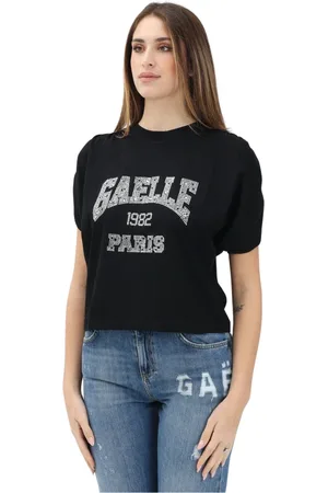 GAËLLE Tops, Dames, Zwart, S, Katoen, Zwart T-shirt met sportieve chique stijl
