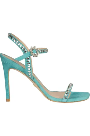 Stuart Weitzman Schoenen, Dames, Groen, 38 1/2 EU, Suède, Capri Gemcut Hoge Hak Sandalen