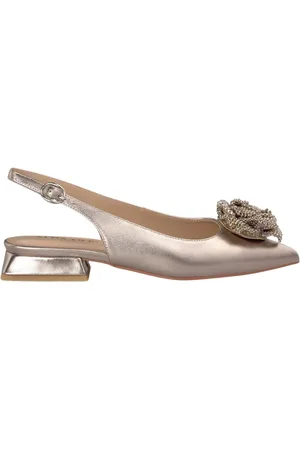 Alma en Pena Schoenen, Dames, Geel, 42 EU, Leer, Platte schoen met bloem