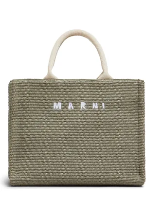 Marni Tassen, Dames, Groen, ONE Size, Katoen, Logo Shopping Bag