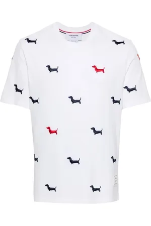 Thom Browne Tops, Heren, Wit, L, Katoen, Hector Piqué T-Shirt