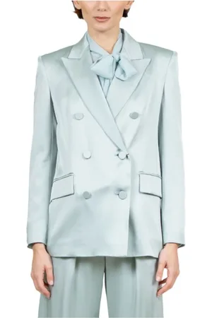 Max Mara Jassen, Dames, Blauw, S, Double-Breasted Blazer
