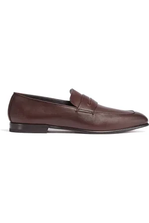 Ermenegildo Zegna Schoenen, Heren, Bruin, 42 EU, Leer, Bruine leren loafers, klassieke stijl