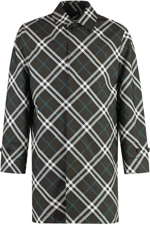 Burberry Mantels, Heren, Groen, L, Gabardine Auto Jas met Motief