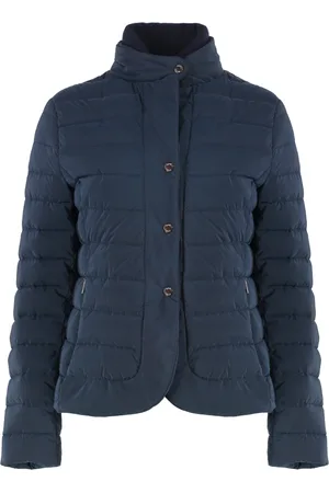 MOORER Jassen, Dames, Blauw, XS, Snap Button Down Jas met Ganzendons