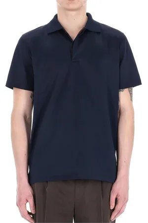 MOORER Tops, Heren, Blauw, L, Katoen, Blauw Katoenen Jersey Polo Shirt