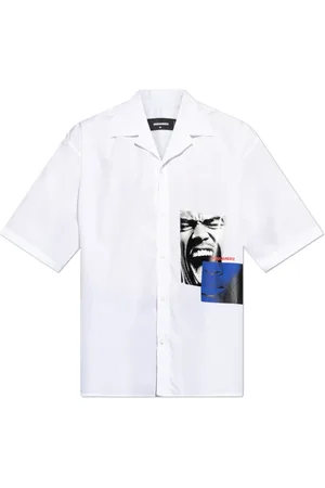 Dsquared2 Overhemden, Heren, Wit, S, Katoen, Kortemouwenshirt