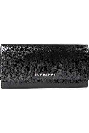 Burberry Accessoires, Dames, Zwart, ONE Size, Leer, Elegante Zwarte Leren Portemonnee/Kaarthouder