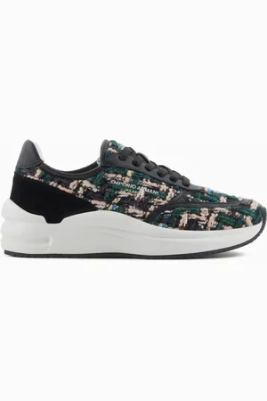 Emporio Armani Schoenen, Dames, Zwart, 38 EU, Sportieve schoenen met bouclé details