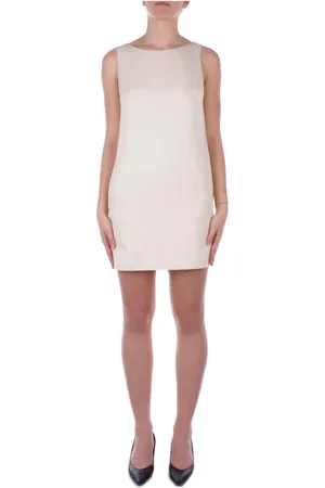 Dondup Kleedjes, Dames, , S, Linnen, Crèmekleurige jurk met regular fit