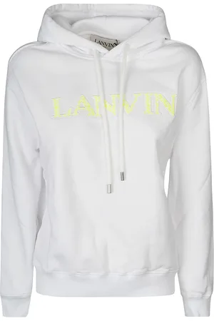 Lanvin Sweatshirts & Hoodies, Dames, Wit, M, Katoen, Optic Hooded Sweatshirt