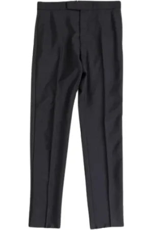 Thom Browne Broeken, Heren, Zwart, L, Wol, Zwarte Skinny Broek van Wol