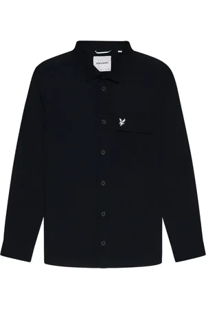 Lyle & Scott Overhemden, Heren, Zwart, M, Pleated Pocket Overshirt