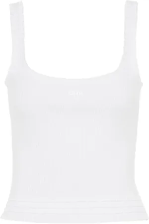 Chloé Tops, Dames, Wit, L, Katoen, Witte shirt met ruches en borduursel