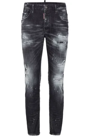 Dsquared2 Jeans, Heren, Zwart, M, Denim, Distressed Skinny Cut Denim Jeans