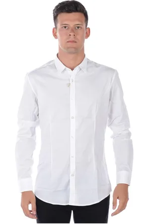 D.A. Daniele Alessandrini Overhemden, Heren, Wit, L, Katoen, Basic V-Hals Shirt