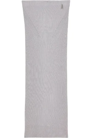 Patrizia Pepe Rokken, Dames, Grijs, S, Geribbelde Midi Rok met Achtersplit