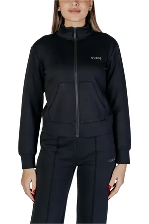 Guess Sweatshirts & Hoodies, Dames, Zwart, XS, Polyester, Zwarte Lange Mouwen Sweatshirt met Rits