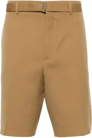 Lanvin Korte broeken, Heren, Bruin, M, Wol, Pressed Crease Wool Shorts